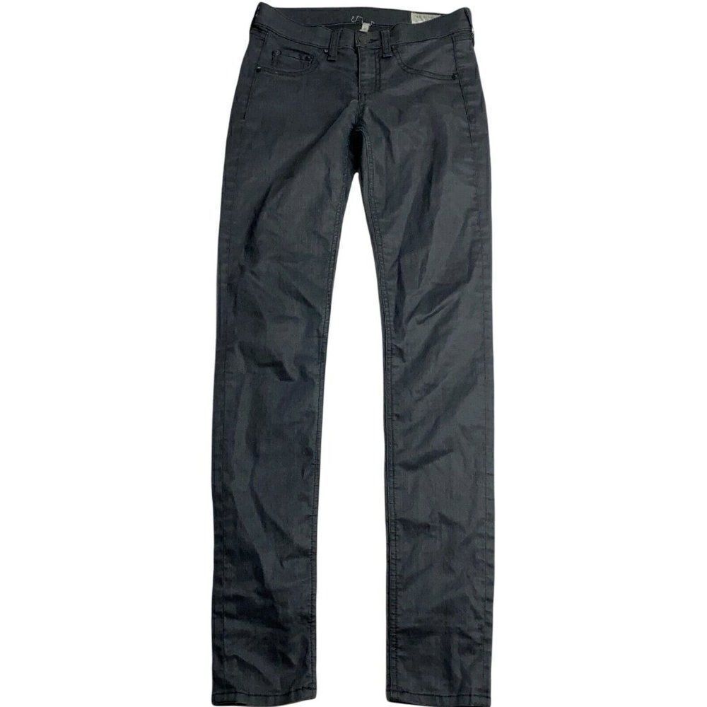 Rag & Bone Leggings Women's 26 Shore Ditch Black Coated Skinny Jeans Mid Rise
